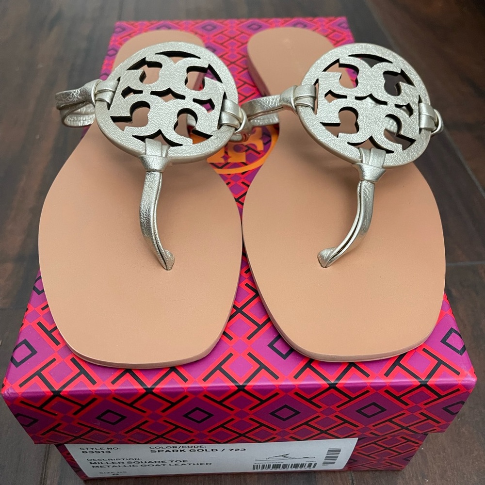Tory Burch Miller Square Toe Metallic